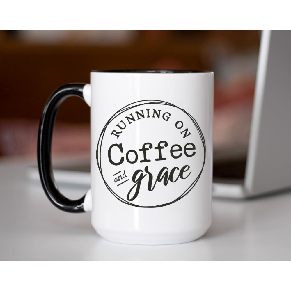 Running‎ On Coffee And Grace Coffee Cup, Funny Coffee Cup